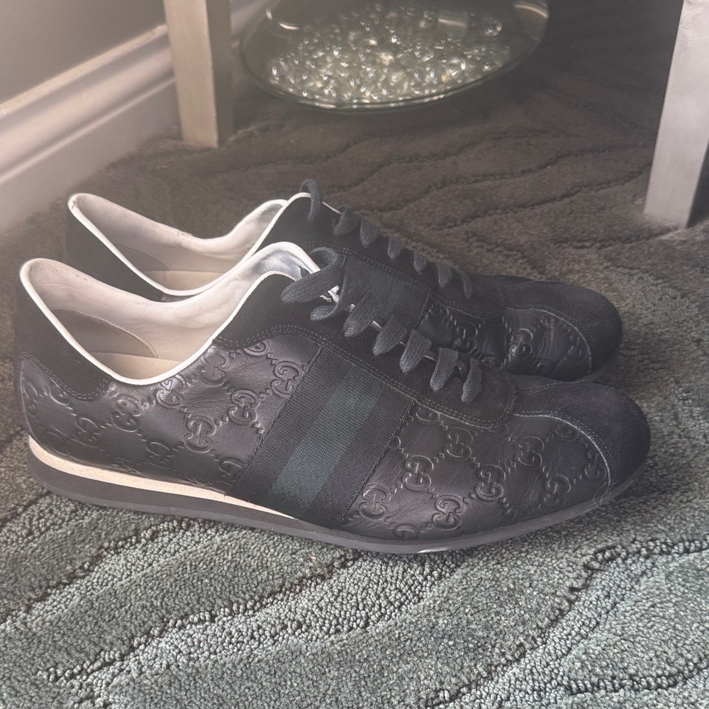 Gucci Black Guccissima GG Logo Shoe